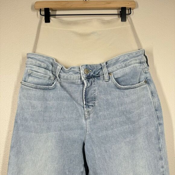 BLANQI Denim Jeans Postpartum Support Straight Crop Pregnancy Sunfade Wash 12 - Picture 2 of 7
